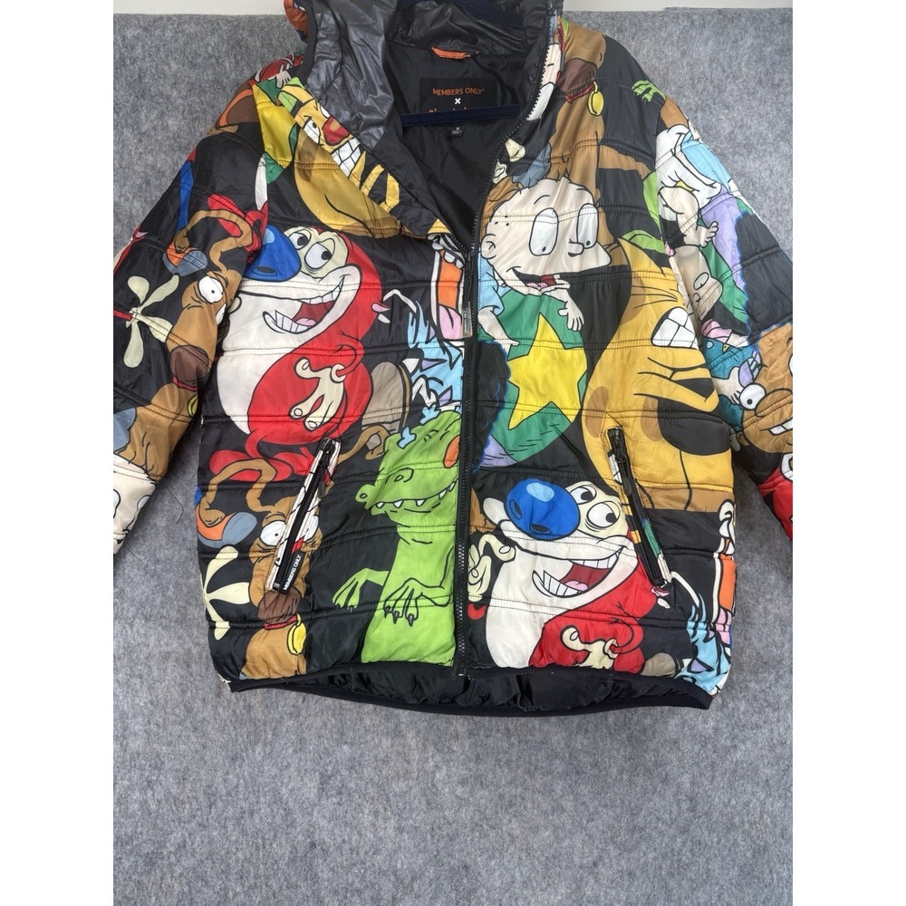 Members Only x Nickelodeon Puffer Jacket Mens Medium 90s Cartoon Retro Nostalgic